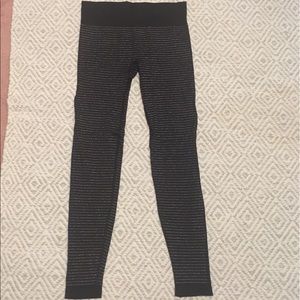 Athleta Black & Silver Striped Leggings- Size XS